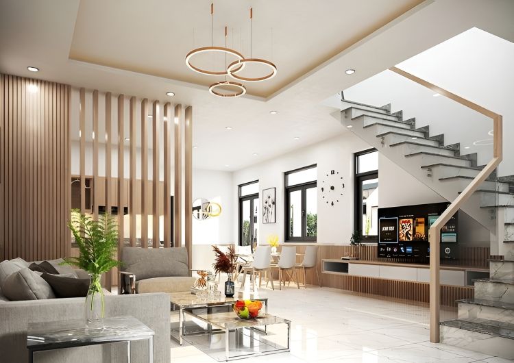 KHÔNG GIAN NỘI THẤT NHÀ ỐNG 3 TẦNG THEO PHONG CÁCH HIỆN ĐẠI